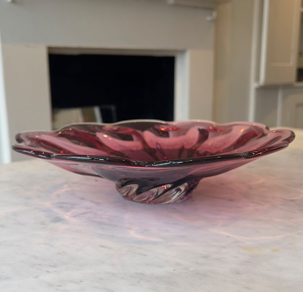 Murano Pink Shallow Glass Bowl